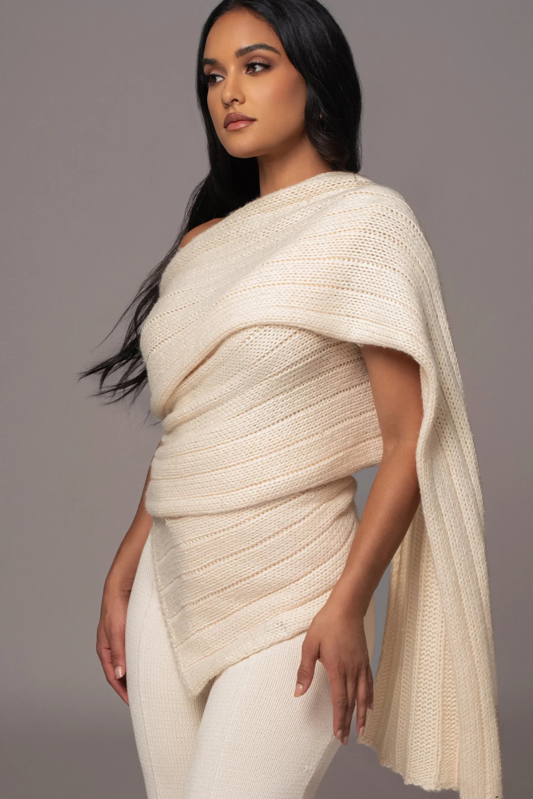 JLUXLABEL Ivory Soft Life Cable Knit Sweater Top