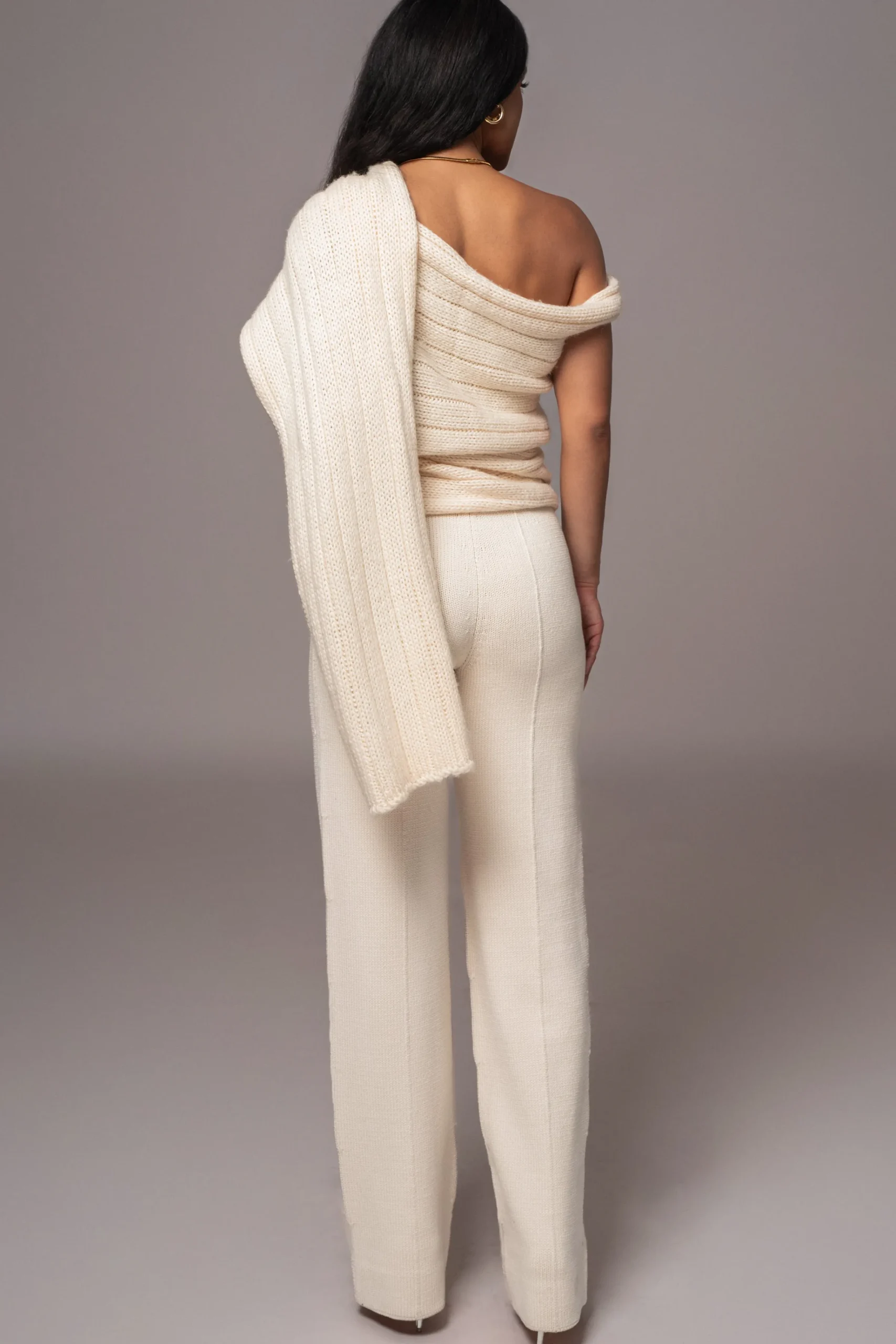 JLUXLABEL Ivory Soft Life Cable Knit Sweater Top
