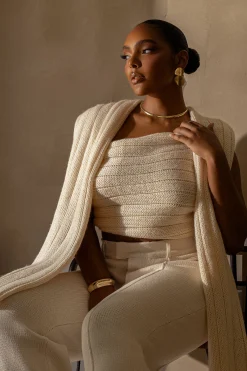 JLUXLABEL Ivory Soft Life Cable Knit Sweater Top