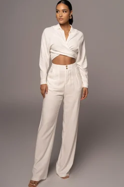 JLUXLABEL Ivory Soho Front Tied Woven Top