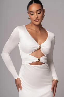 JLUXLABEL Ivory Soiree Cutout Maxi Dress