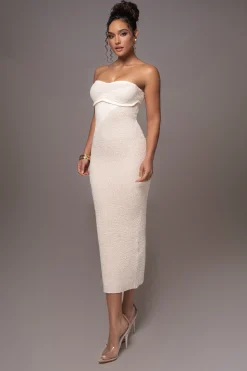 JLUXLABEL Ivory Sundown Strapless Midi Dress