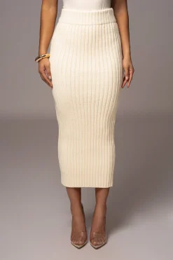 JLUXLABEL Ivory Take Me Home Ribbed Skirt