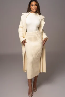 JLUXLABEL Ivory Take Me Home Ribbed Skirt