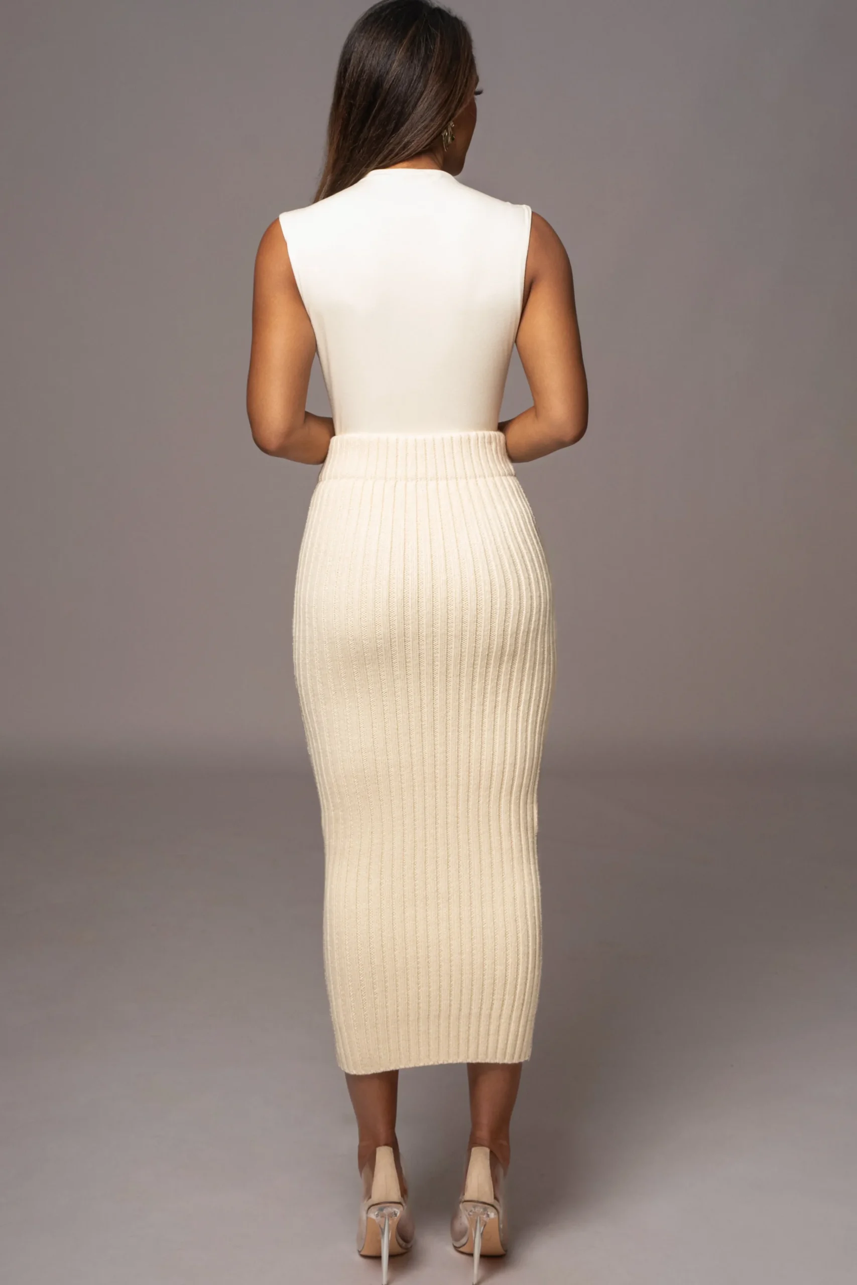JLUXLABEL Ivory Take Me Home Ribbed Skirt