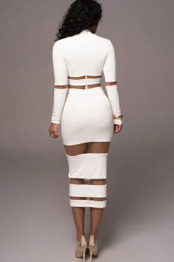 JLUXLABEL Ivory The One Mock Neck Midi Dress