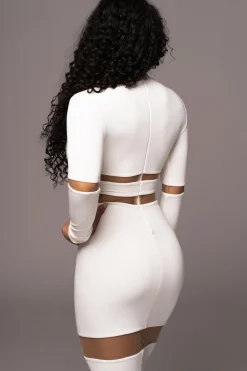 JLUXLABEL Ivory The One Mock Neck Midi Dress