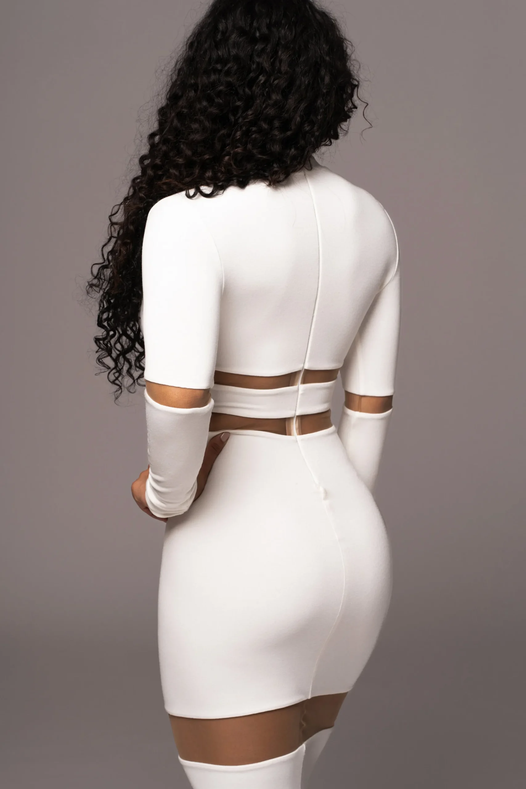 JLUXLABEL Ivory The One Mock Neck Midi Dress
