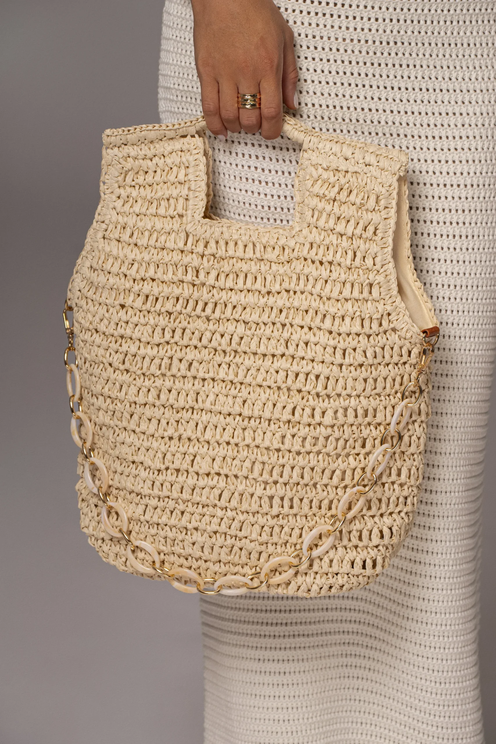 JLUXLABEL Ivory Tropica Handbag
