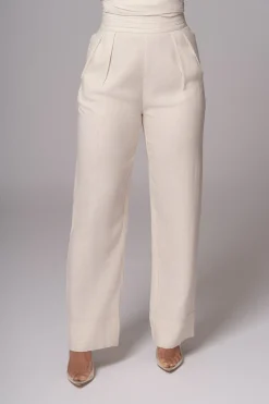 JLUXLABEL Ivory Villa Views Linen Trousers