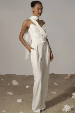 JLUXLABEL Ivory Villa Views Linen Trousers