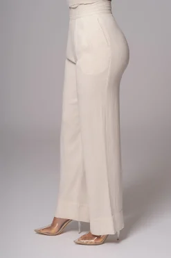 JLUXLABEL Ivory Villa Views Linen Trousers