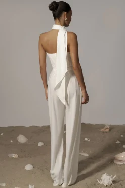 JLUXLABEL Ivory Villa Views Linen Trousers