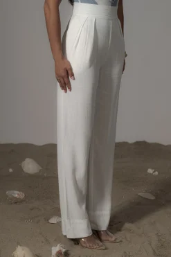 JLUXLABEL Ivory Villa Views Linen Trousers