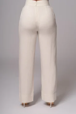 JLUXLABEL Ivory Villa Views Linen Trousers