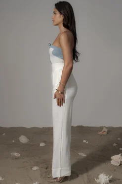 JLUXLABEL Ivory Villa Views Linen Trousers