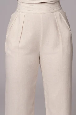 JLUXLABEL Ivory Villa Views Linen Trousers