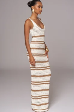 JLUXLABEL Ivory/Beige Destiny Knit Maxi Dress