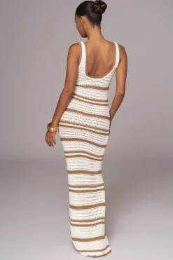 JLUXLABEL Ivory/Beige Destiny Knit Maxi Dress