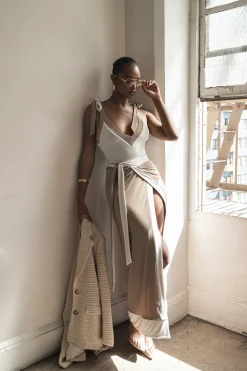 JLUXLABEL Ivory/Beige Kamie Reversible Skirt Set
