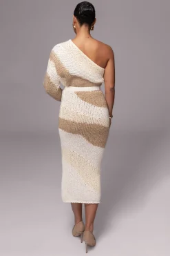 JLUXLABEL Ivory/Beige Monette Printed Knit Skirt