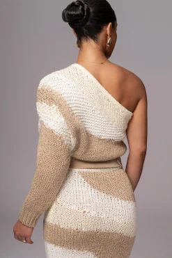 JLUXLABEL Ivory/Beige Monette Printed Knit Skirt