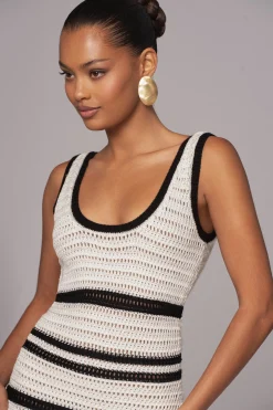 JLUXLABEL Ivory/Black Destiny Knit Maxi Dress