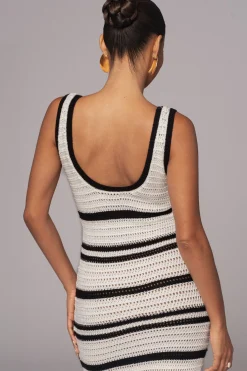 JLUXLABEL Ivory/Black Destiny Knit Maxi Dress