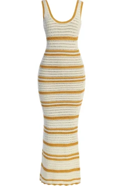 JLUXLABEL Ivory/Yellow Destiny Knit Maxi Dress
