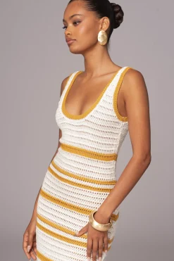 JLUXLABEL Ivory/Yellow Destiny Knit Maxi Dress