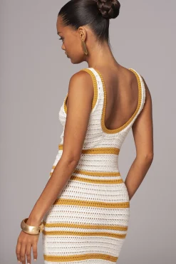 JLUXLABEL Ivory/Yellow Destiny Knit Maxi Dress