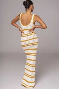 JLUXLABEL Ivory/Yellow Destiny Knit Maxi Dress