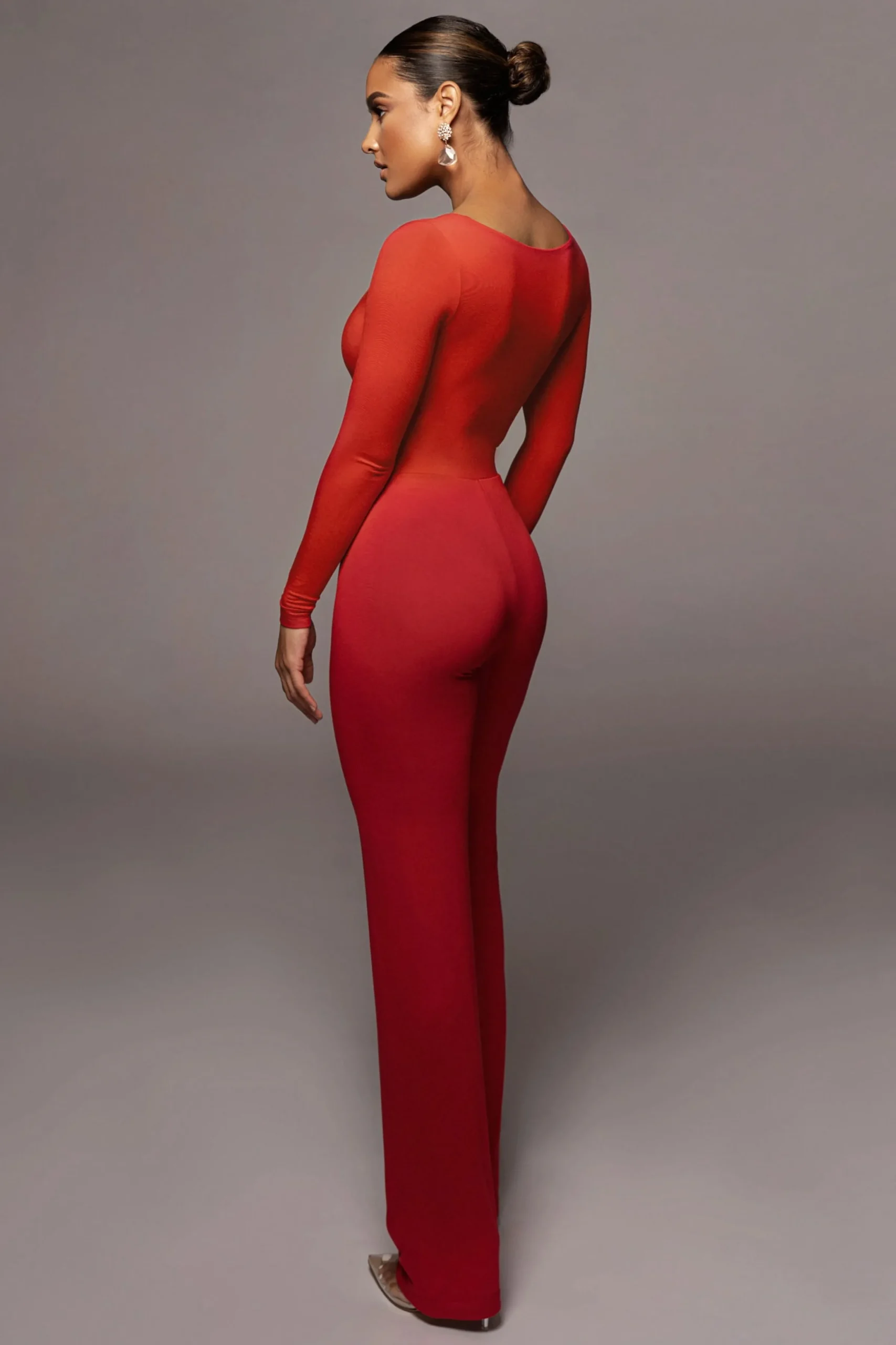 JLUXLABEL Jluxbasix Red Bethie Scoop Long Sleeve Bodysuit