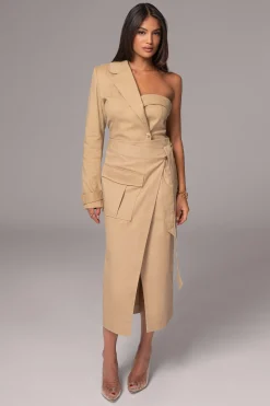 JLUXLABEL Khaki Amal One Shoulder Top