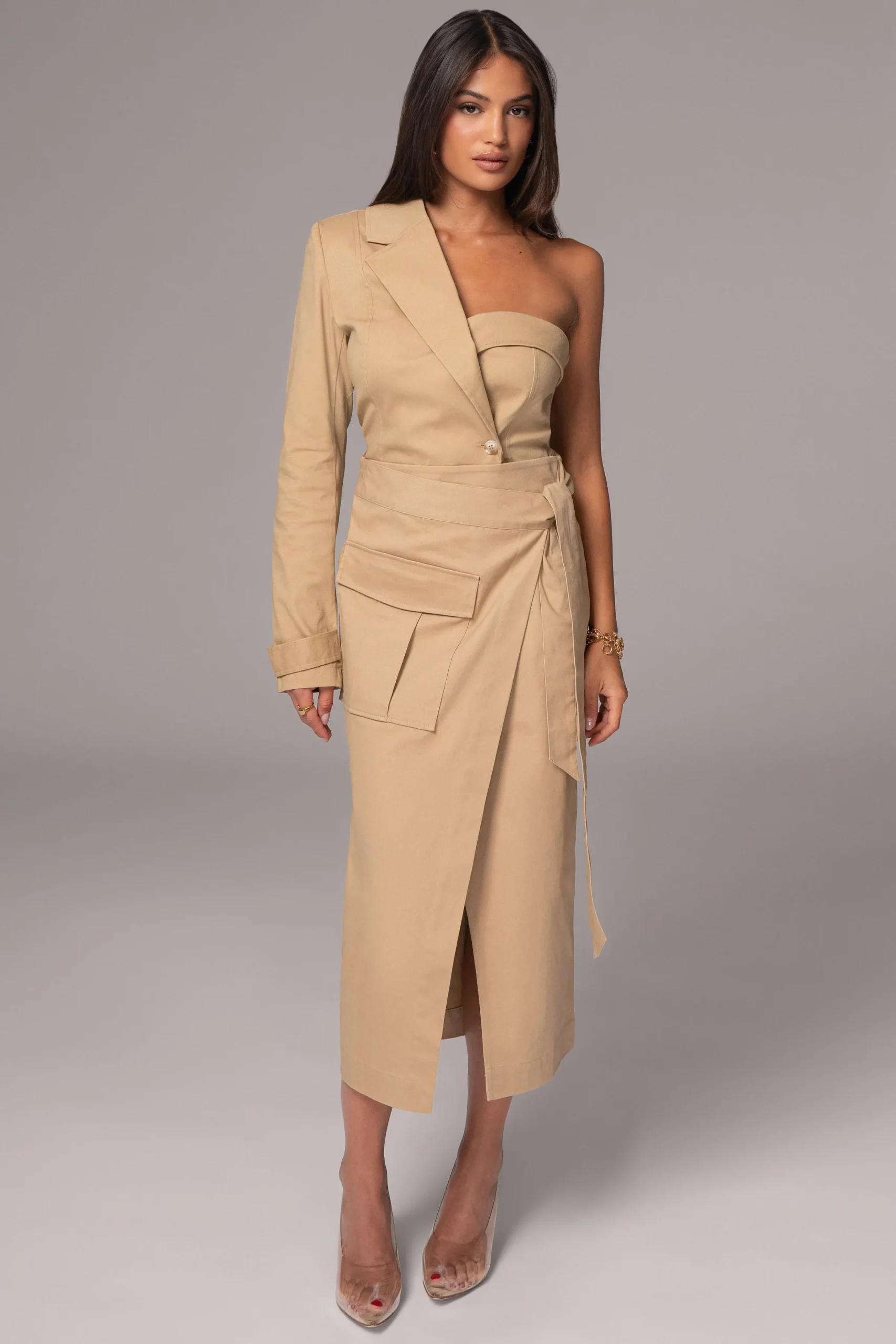JLUXLABEL Khaki Amal One Shoulder Top