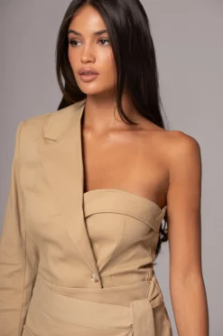 JLUXLABEL Khaki Amal One Shoulder Top