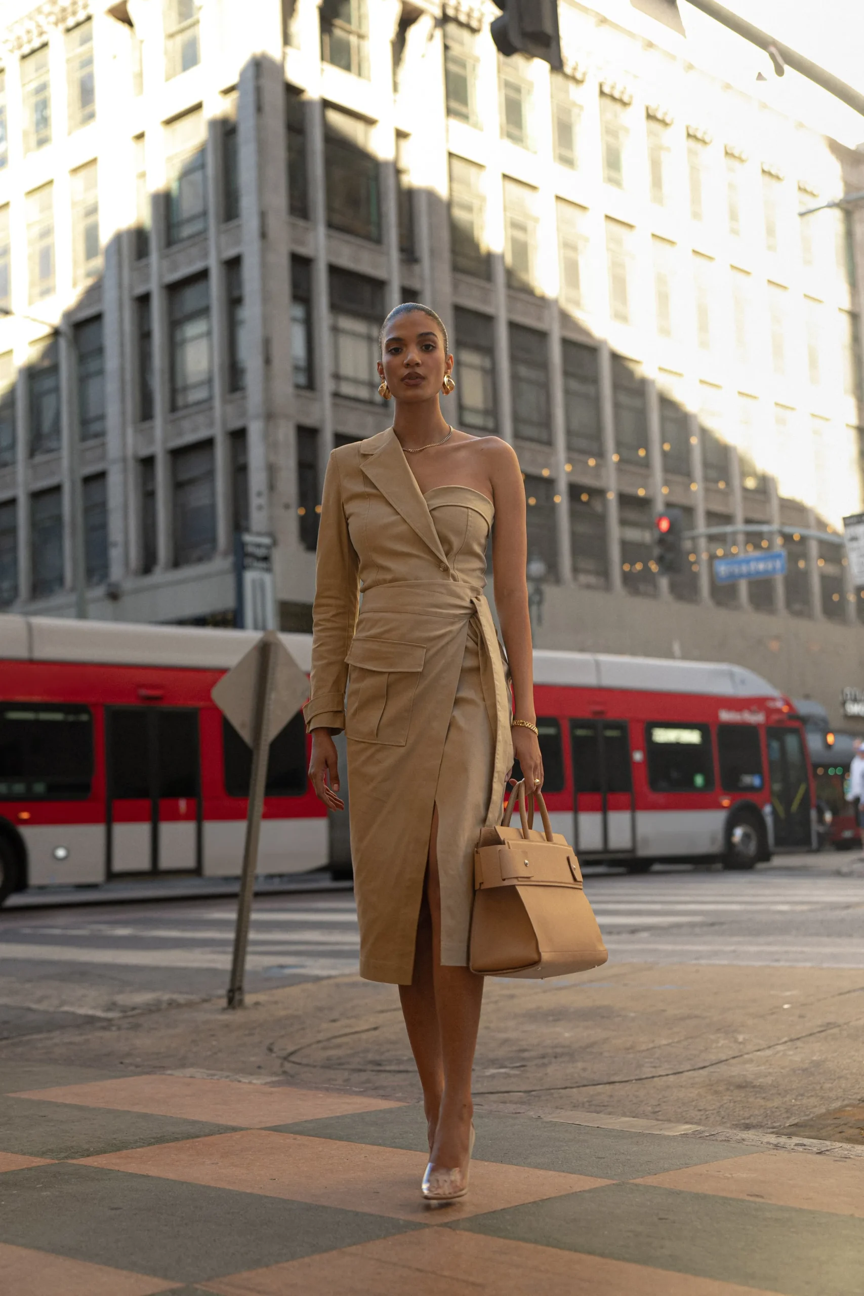 JLUXLABEL Khaki Amal One Shoulder Top