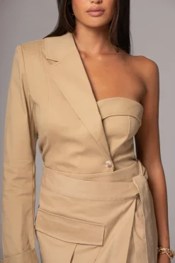 JLUXLABEL Khaki Amal One Shoulder Top