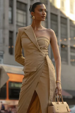 JLUXLABEL Khaki Amal One Shoulder Top