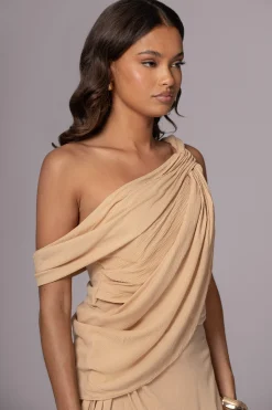 JLUXLABEL Khaki Diosa Drape Top