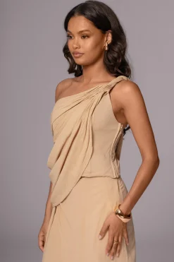 JLUXLABEL Khaki Diosa Drape Top