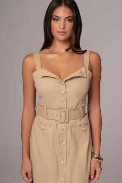 JLUXLABEL Khaki Forever Summer Belted Dress