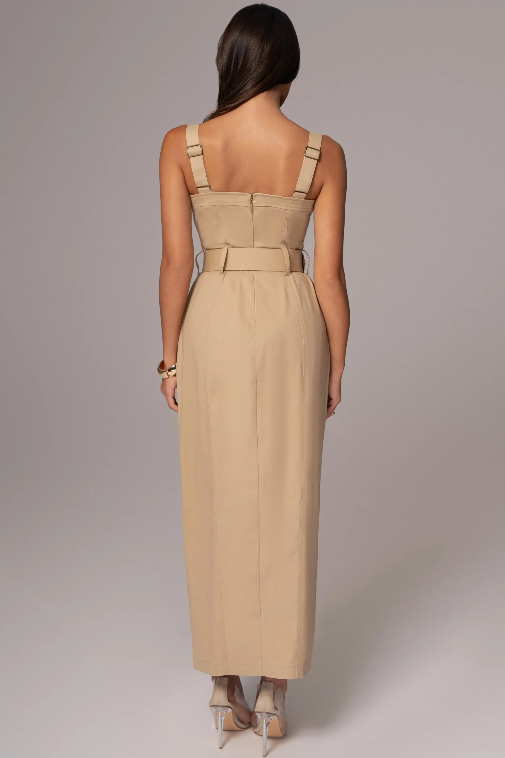 JLUXLABEL Khaki Forever Summer Belted Dress