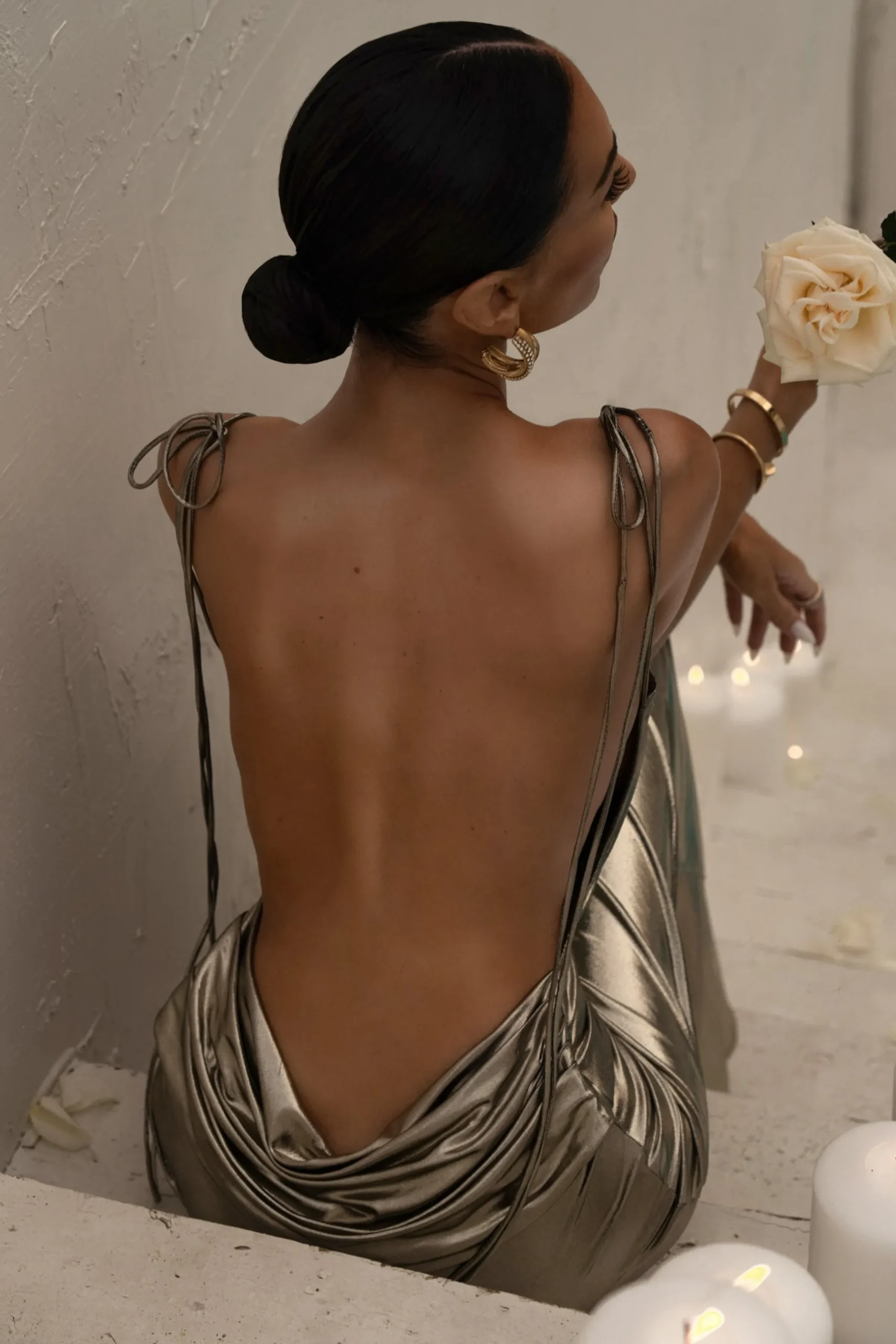 JLUXLABEL Light Gold Heart of Gold Maxi Dress