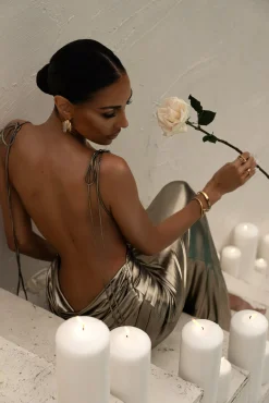 JLUXLABEL Light Gold Heart of Gold Maxi Dress