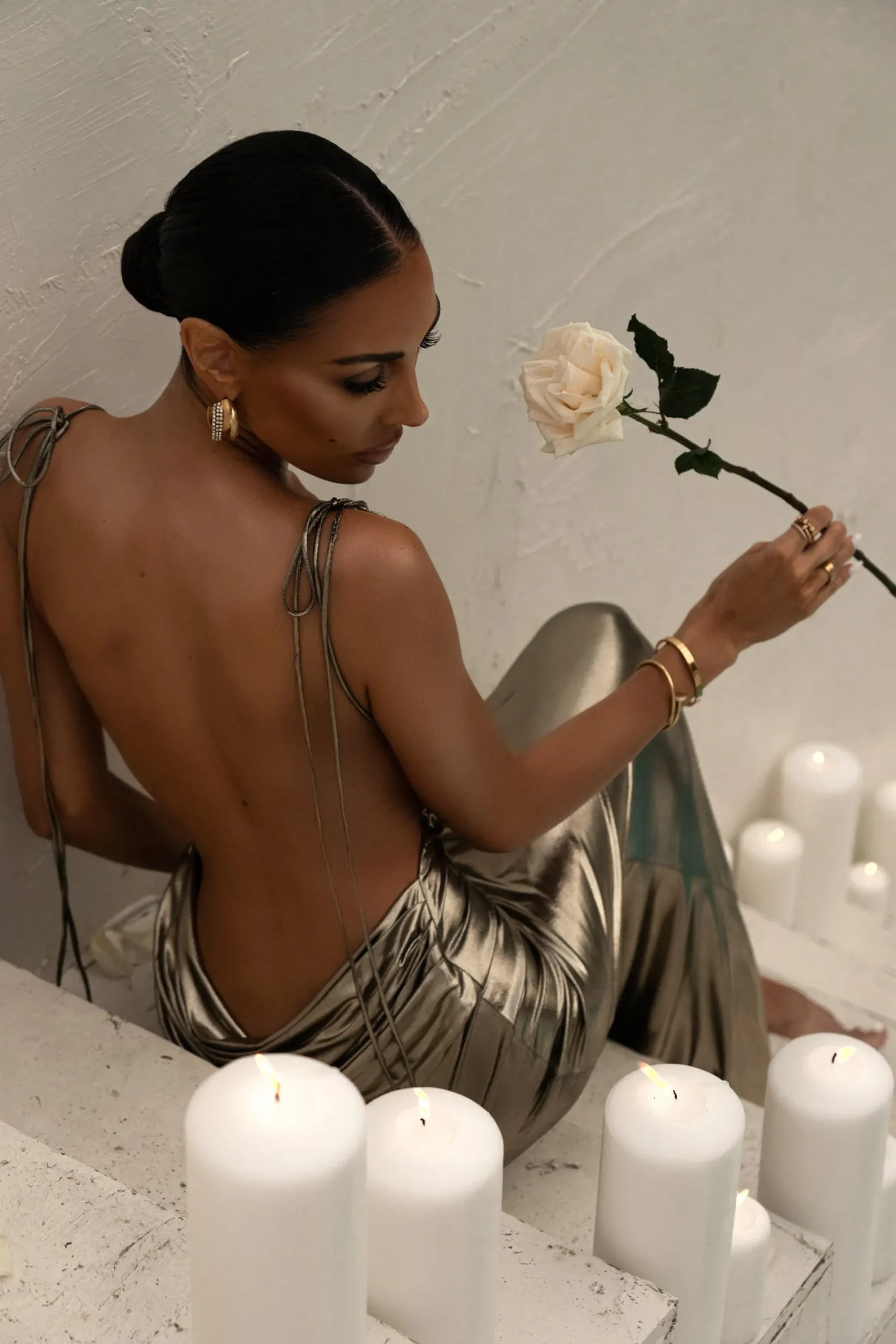 JLUXLABEL Light Gold Heart of Gold Maxi Dress