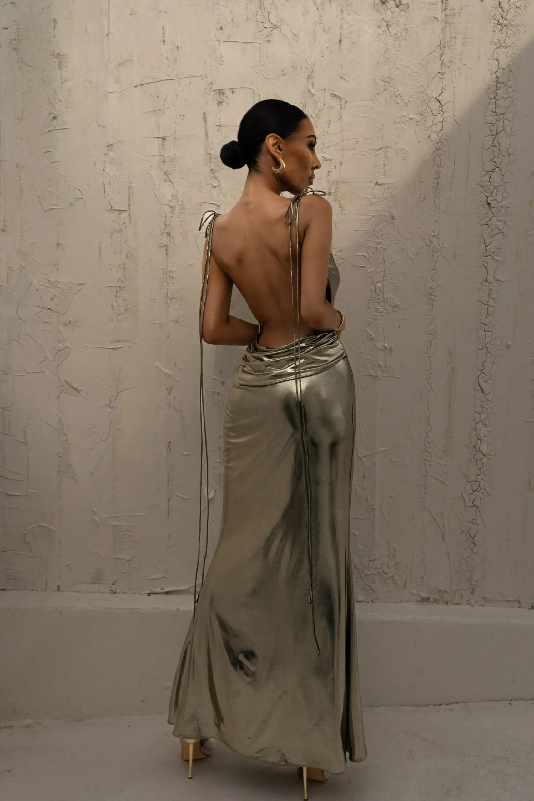 JLUXLABEL Light Gold Heart of Gold Maxi Dress