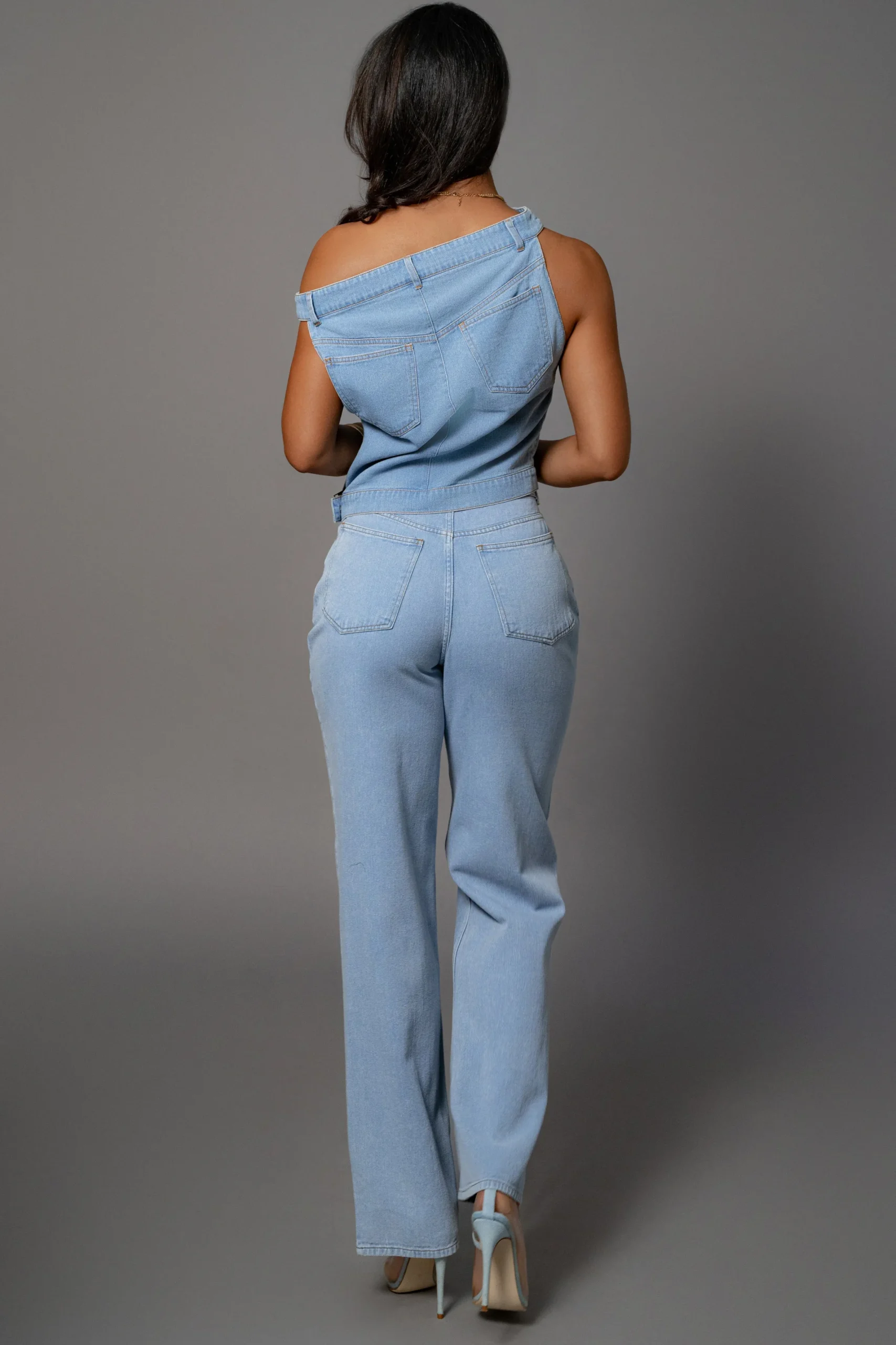 JLUXLABEL Light Wash Shanice Denim Top