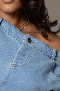 JLUXLABEL Light Wash Shanice Denim Top