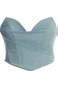 JLUXLABEL Light Wash Teyana Denim Bustier